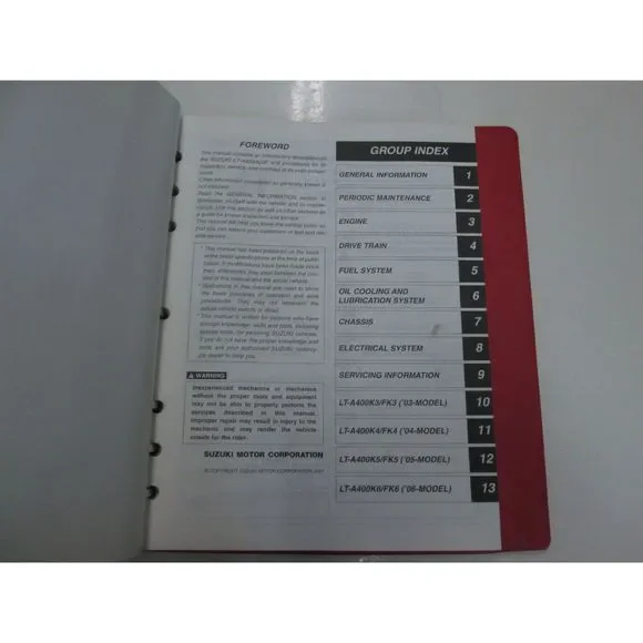 2002 03 04 05 2006 Suzuki LT-A400/F Service Manual BINDER FACTORY OEM BOOK 02***